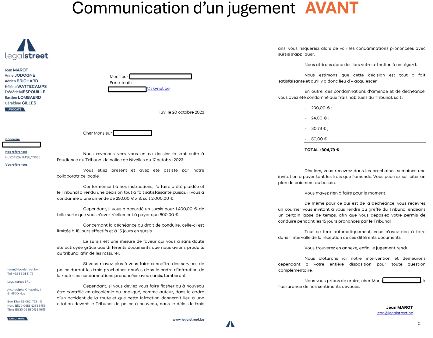 Communication d'un jugement avant